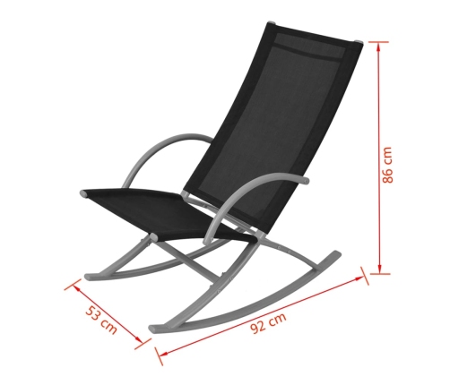 Sillas mecedoras de jardín 2 unidades acero y textilene negro
