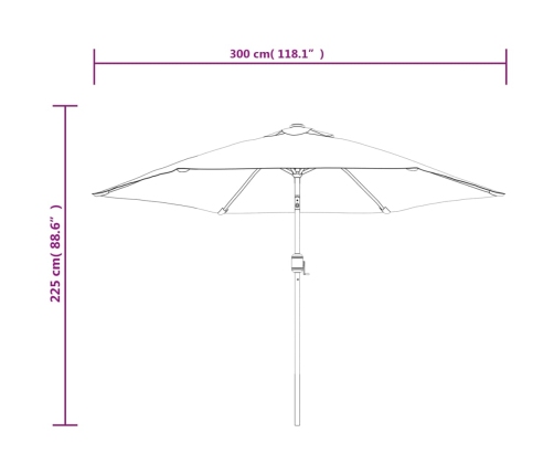 Sombrilla voladiza de jardín con luz LED blanco arena 3 m