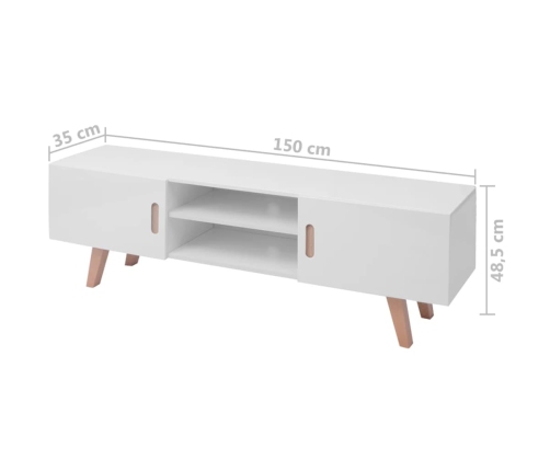 Mueble para TV MDF blanco brillante 150x35x48,5 cm