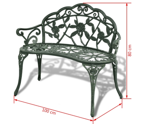 vidaXL Banco de jardín de aluminio fundido verde 100 cm