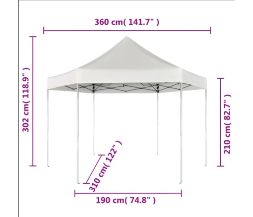 Carpa hexagonal desplegable azul oscuro 3,6x3,1 m