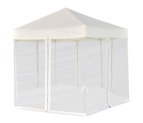 Carpa desplegable hexagonal 6 paredes blanco crema 3,6x3,1m