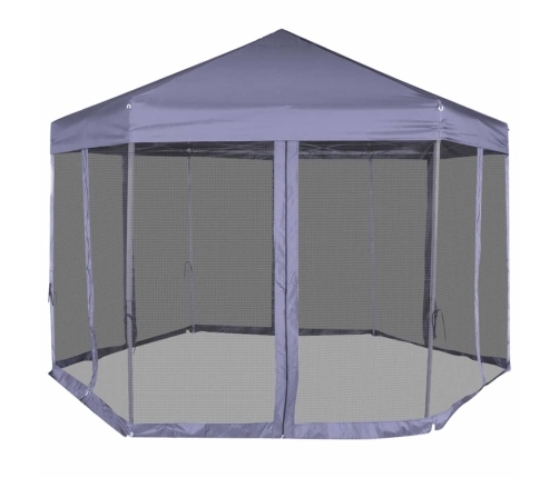 Carpa desplegable hexagonal 6 paredes blanco crema 3,6x3,1m