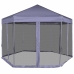 Carpa desplegable hexagonal 6 paredes blanco crema 3,6x3,1m