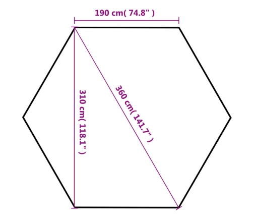 Carpa desplegable hexagonal 6 paredes blanco crema 3,6x3,1m