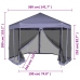 Carpa desplegable hexagonal 6 paredes blanco crema 3,6x3,1m