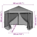 Carpa desplegable hexagonal 6 paredes laterales gris 3,6x3,1 m