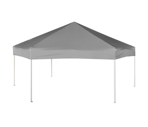 Carpa desplegable hexagonal 6 paredes laterales gris 3,6x3,1 m