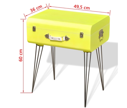 Mesita auxiliar amarillo 49,5x36x60 cm