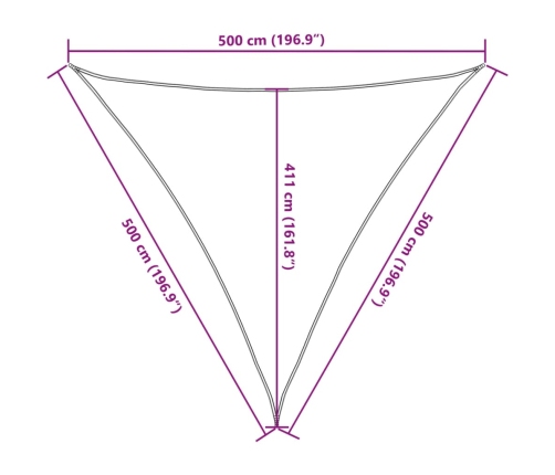 Toldo de vela triangular HDPE 5x5x5 m m gris antracita