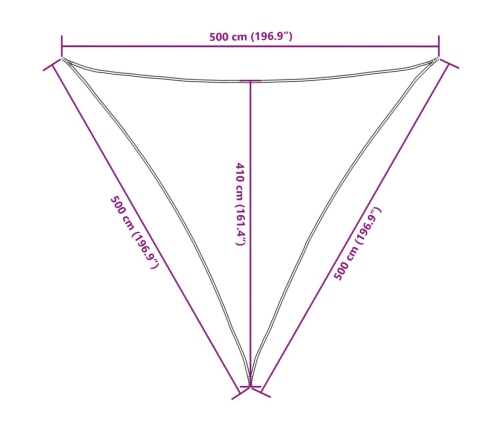 Toldo de vela triangular tela Oxford terracota 5x5x5 m