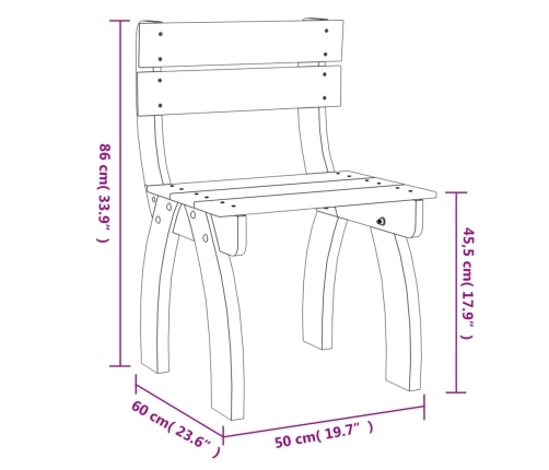 Silla de jardín de madera de pino impregnada