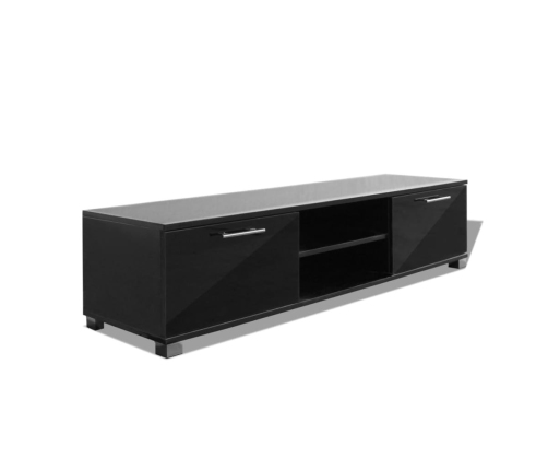 Mueble de TV negro brillo 120x40,5x35 cm