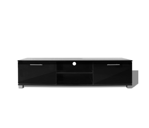 Mueble de TV negro brillo 120x40,5x35 cm