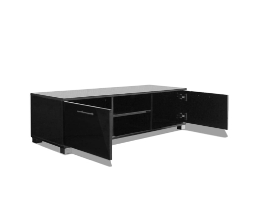 Mueble de TV negro brillo 120x40,5x35 cm