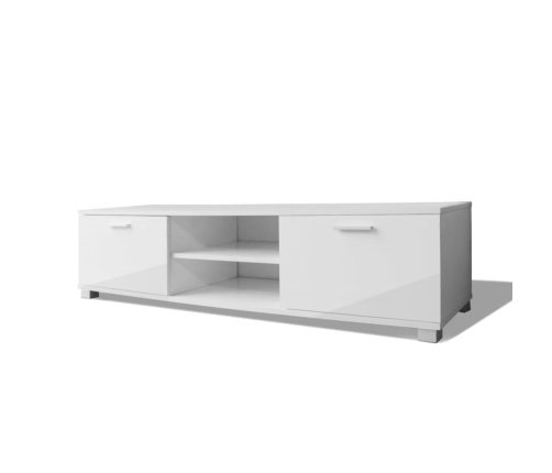 Mueble de TV blanco brillo 140x40,5x35 cm