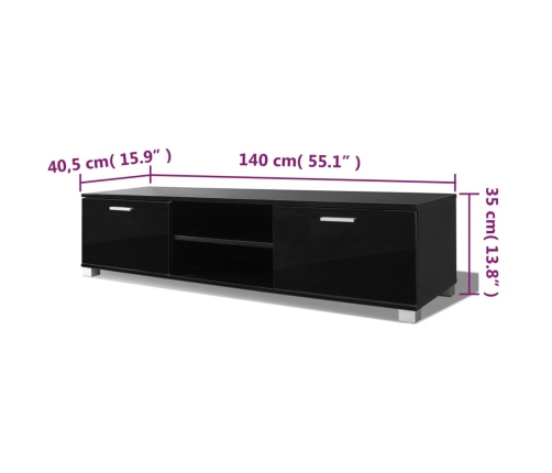 vidaXL Mueble de TV negro brillo 140x40,5x35 cm