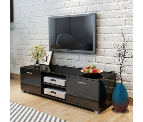 vidaXL Mueble de TV negro brillo 140x40,5x35 cm