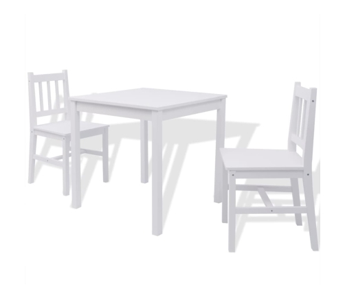 Conjunto de comedor 3 piezas madera de pino blanco