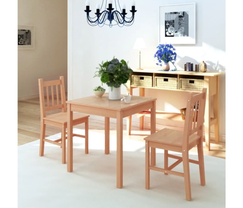 Conjunto de comedor 3 piezas madera de pino