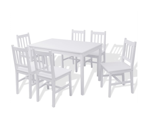 Set de Comedor Siete Piezas Madera de Pino Blanco