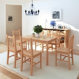 Conjunto de comedor 7 piezas madera de pino