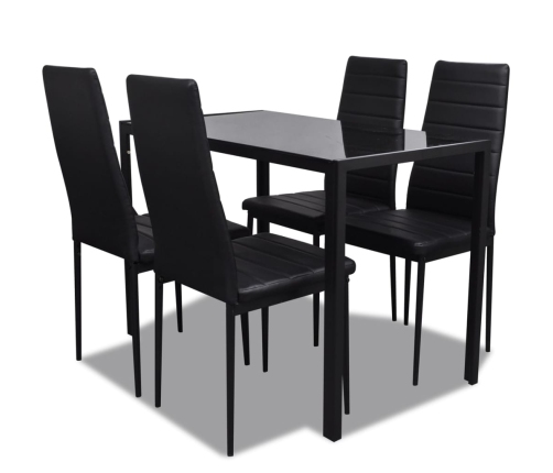 Conjunto de mesa y sillas de comedor 5 piezas negro