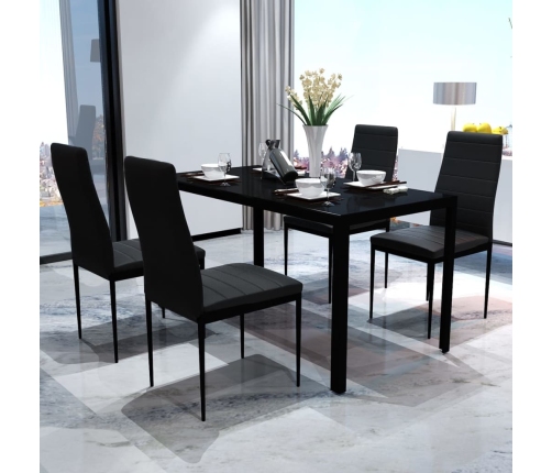 Conjunto de mesa y sillas de comedor 5 piezas negro