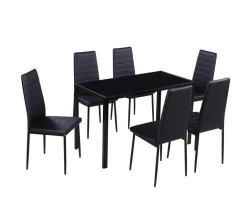 Conjunto de mesa de comedor siete piezas negro