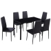 Conjunto de mesa de comedor siete piezas negro