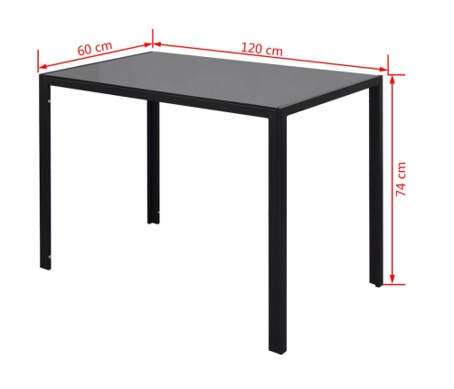 Conjunto de mesa de comedor siete piezas negro