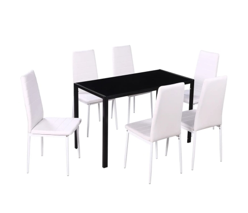 Conjunto de mesa de comedor 7 piezas blanco y negro