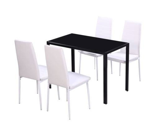 Conjunto de mesa de comedor 5 piezas blanco y negro