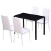 Conjunto de mesa de comedor 5 piezas blanco y negro