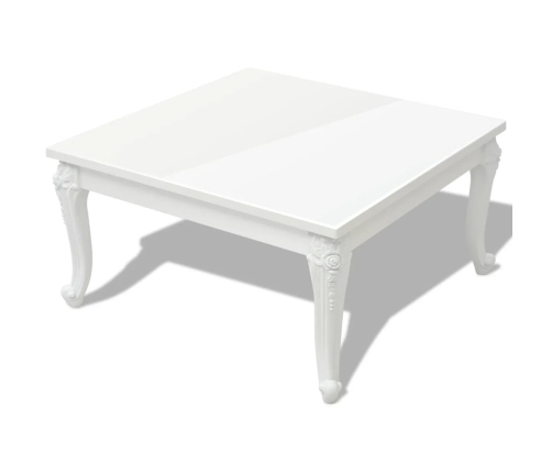 Mesa de centro blanco brillante 80x80x42 cm