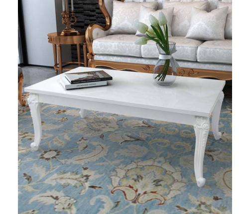 vidaXL Mesa de centro blanco brillante 115x65x42 cm