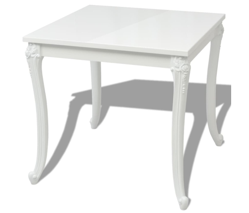 Mesa de comedor blanco brillante 80x80x76 cm