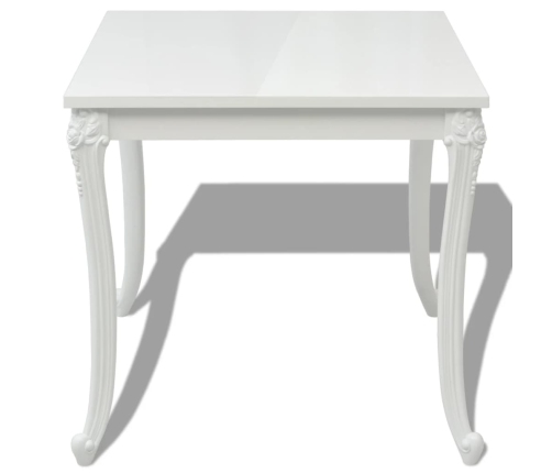 Mesa de comedor blanco brillante 80x80x76 cm