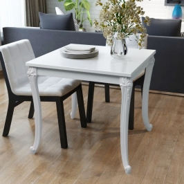 Mesa de comedor blanco brillante 80x80x76 cm