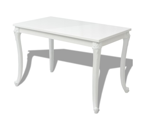 vidaXL Mesa de comedor blanco brillante 116x66x76 cm