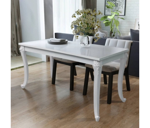 vidaXL Mesa de comedor blanco brillante 116x66x76 cm