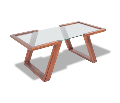 Mesa de centro de madera maciza de acacia marrón 100x50x40 cm