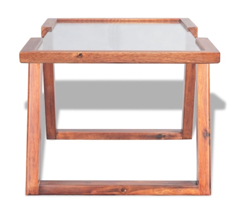 Mesa de centro de madera maciza de acacia marrón 100x50x40 cm