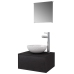 Conjunto de muebles de baño con lavabo y grifo 4 piezas negro