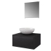 Conjunto de muebles de baño con lavabo y grifo 4 piezas negro