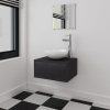 Conjunto de muebles de baño con lavabo y grifo 4 piezas negro