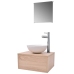 Conjunto de muebles de baño con lavabo y grifo 4 piezas beige