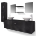 Conjunto de muebles de baño con lavabo y grifo 11 piezas negro