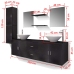 Conjunto de muebles de baño con lavabo y grifo 11 piezas negro