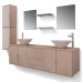 Conjunto de muebles de baño con lavabo y grifo 11 piezas beige